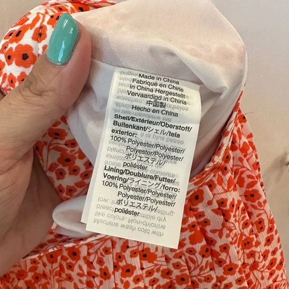 NWOT J.Crew Pleated Skirt in Red-Orange Floral - Picture 6 of 6